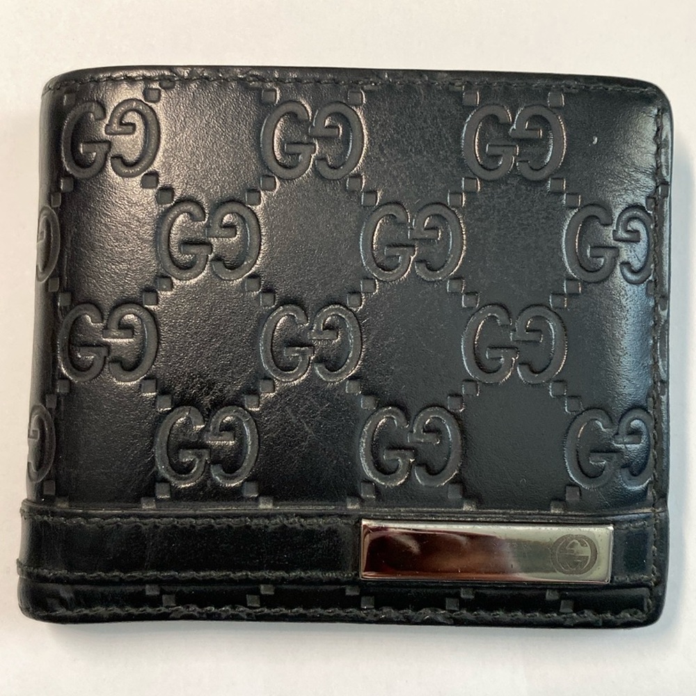 Gucci Men’s GG Guccissima Black Leather Bi-Fold Wallet